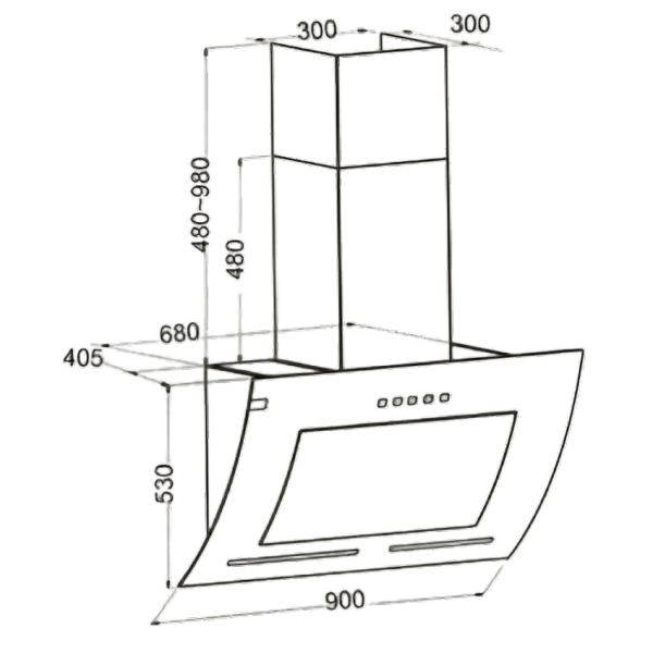 H86.9SB Vertical Wall-Mounted Chimney Hood